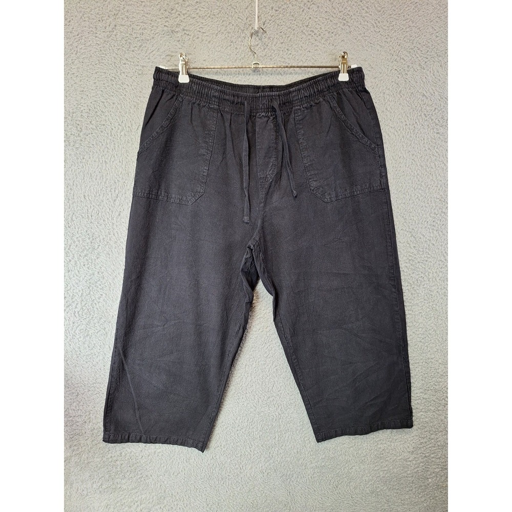Basic Editions Capri Pants Women's L (Fits 34x21) Black Regular Fit Drawstring